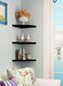 Floating Corner Wall Shelf 3Pcs Triangle Bookshelf Home Decor 3 Tier Display Organizer 40cm Black