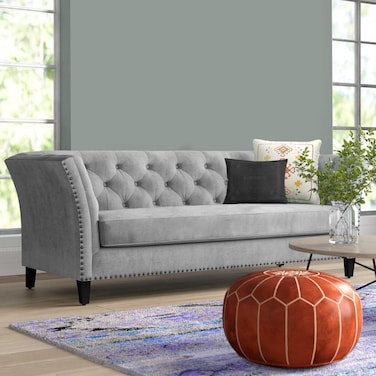 Karnak Ansil Regal 3 Seater Velvet Sofa - Grey
