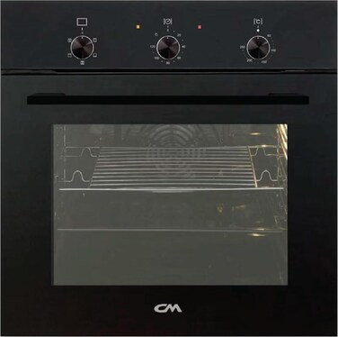 CM SONG NERO Built In Electric Oven 60cm, 65L Kitchen Oven with Convection Fan, 5 Cooking Functions, Electric Oven with Grill, Double Glass Door, Black Built In Oven for Modern Home Kitchen