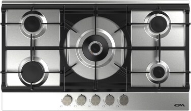 CM FORTUNA 905 IX 90cm Stainless Steel Gas Hob &ndash; Italian SABAF Burners, Flame Failure Safety &amp; Cast Iron Pan Supports