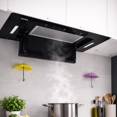 CM F97 Built-In Undercabinet Hood &ndash; 52cm Black Glass Range Hood with Touch &amp; Motion Control, 700 m&sup3;/h Suction