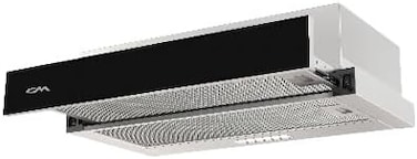 CM F6 BLACK 60 Under-Cabinet Pull-Out Hood &ndash; 60cm Black Glass Range Hood with Aluminum Filters &amp; 420 m&sup3;/h Suction