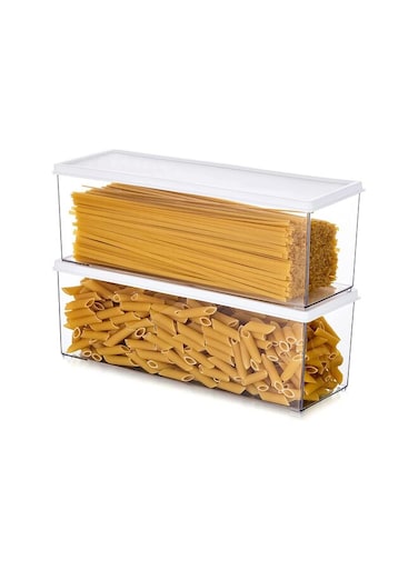 Containers for Pantry,2Pcs Clear Rectangular Canister with Lock Lids, Durable Plastic Food Keeper