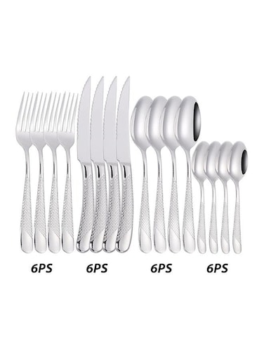 24Piece Creative Star Diamond Stainless Steel Cutlery Set with Gold Accents Gift Box Steak Knives Forks Spoons