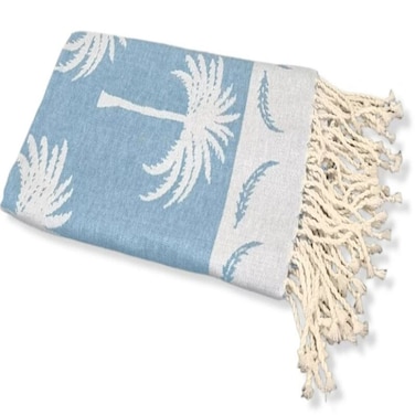Palm   Beach Towel 100% recycled cotton Blue sky