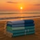 Honeycomb Beach Towel 100% recycled cotton Turquoise