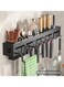 Kitchen Knife Rack, Glue Installation Spoon Knife Organizer, Stainless-Steel, Knife Holder, Heavy-Duty Wall Mounted Spoon Organizer, Kitchen Cutlery Organizer with towel rack and 8 hooks.