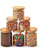 6-Piece Food Storage Glass Jars with Bamboo Lids Clear 1400ml