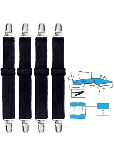 Elastic Bed Sheet Clips Keep Bedsheets in Place, Corner Bands Suspenders for Flat Or Fitted Sheets - Mattress Sheets Grippers Holders Straps Fits from Twin- Garters Fasteners Clamps 4 Pcs