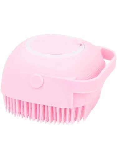 SOLDOUT Silicone Body Bath Brush with Gel Dispenser Soft Massage Loofah Pet Dog Shampoo Grooming Brush, 80ml (Pink)
