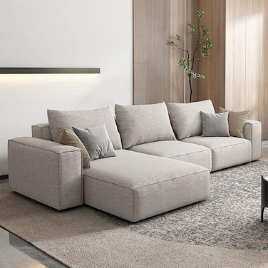 Karnak Rabia 3-Seater L-Shape Linen Sofa - Khaki