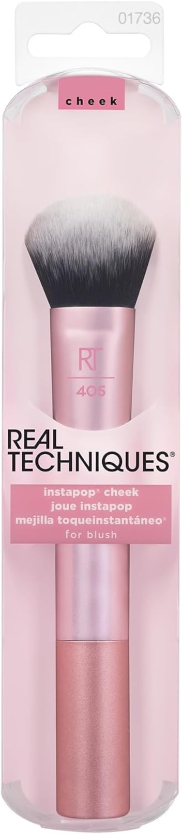 Real Techniques Instapop Cheek Makeup Brush Face Brush For Blush, Bronzer and Highlighter, Loose Or Pressed Powder, Cruelty Free Synthetic Bristles Vegan 1 Count