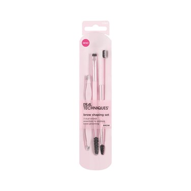 REAL TECHNIQUES Brow Shaping Set, Spoolie Brow Brushes, Tweezers, Dual-Ended Eyebrow Tools For Styling and Shaping Eyebrows, Get Full Fluffy Brows 3 Piece Set
