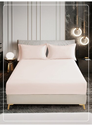 Bedding Fitted Sheet - Fits 90x200 Cm Bed For Single Bed 2 Pcs (1 Fitted Sheet and 1 Pillowcase) - 30 Cm Deep Pocket - Solid Bed Sheet