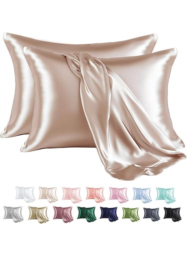 2 Pack Silk Satin Pillowcase, Satin Pillowcase for Hair and Skin, Queen Size Pillow Cases Set of 2, Silky Pillow Cover with Envelope Closure