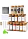 Strayelf 24 Pcs Glass Spice Jars with Labels - 120ml Glass Spice Jars with Bamboo Lids, 2 Pens, Labels Stickers, Shaker Lids, Seasoning Storage Bottles for Spice Rack, Cabinet, Drawer
