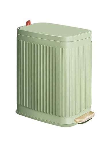 Slim Trash Can for Bathroom with Air Freshener Soft Close Lid, 6 Liter/ 1.6 Gallon Stainless Steel Garbage Can with Removable Inner Bucket,Step Pedal, Small Wastebasket for Bedroom, Kitchen (Green)