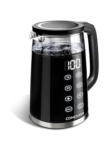 CONOYAR Electric Kettle 2200W Fast Water Boiler, 1.7L Glass Kettle With 4 Temperature Control For LED Touch Screen, Double Wall Anti Scald boiler Up To 2H Keep Warm For Home, Auto Shut Off