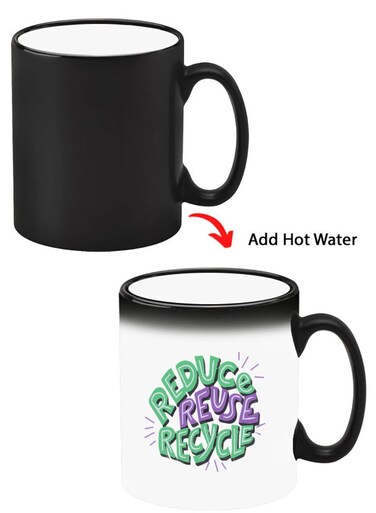 Color Changing Heat Sensitive Ceramic Mug, Image Revealed When HOT Liquid is Added! Reuse reduce