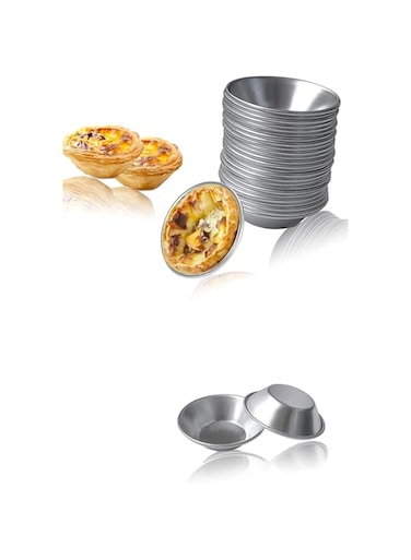 Sweet seven 25 Pack Egg Tart Molds - Create Delightful Tiny Pie Tartlets and Desserts with Round Reusable Nonstick Bakeware. Perfect for Muffins, Cupcakes, Cakes, and Cookies.