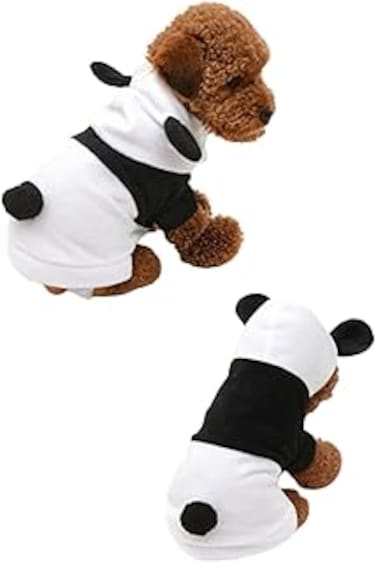 Sweet seven 2pcs Dog Dinosaur Costume Set - Funny Pet Halloween Suit with Panda Cloth and Dog Hoodies - Winter Decorative Dog Costumes Size XS