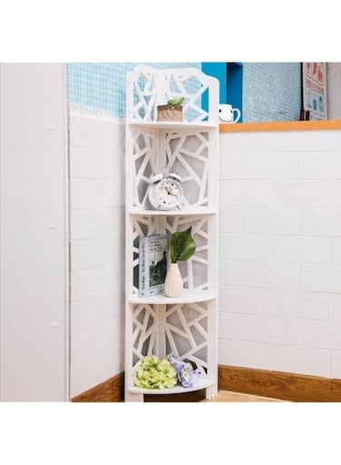 Makeup Toy 3-Tier &amp; 4-Tier Corner Shelf Stand - Multi-Functional Bathroom Storage Organizer, Kitchen Countertop Rack, Waterproof Small Space Organizer for Office and Home (4 Tier)