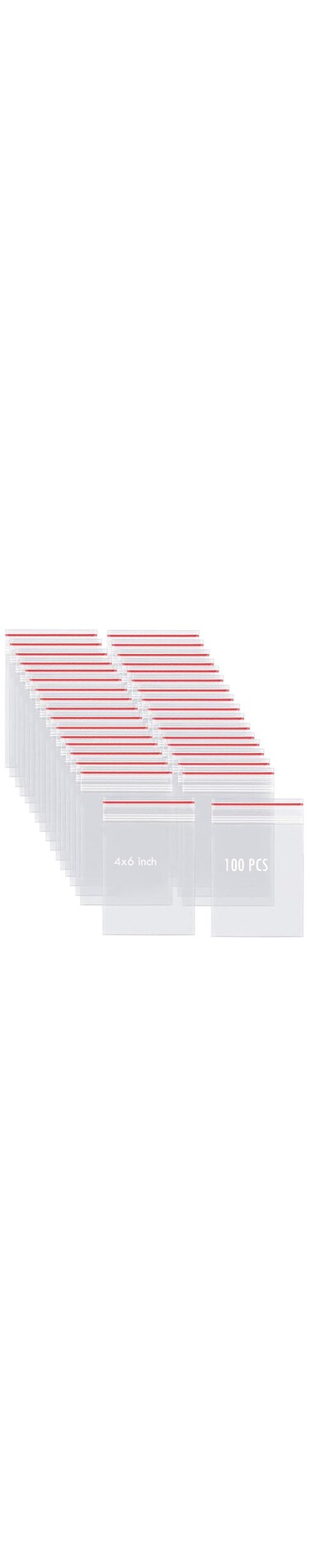 HOME GIFTS Small Plastic Resealable Zipper Bags, 2inX3in, Clear, Pack of 100,3.9 X 5.9, Hgpe 10X15