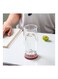 Glass Wood Bottom Double Layer Cup Clear