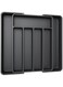 Silverware Organizer - Expandable Kitchen Drawer Organizer, Adjustable Utensil Organizer, Cutlery Drawer Organizer for Forks, Knives, Multipurpose Kitchen Organizers and Storage Solution (Black)