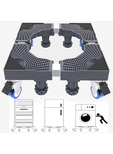 TDOO Adjustable Fridge Stand 8 Strong Feet, Washing Machine Stand Base, Universal Stand Base Refrigerator Stand, Easy to Move &amp; Moisture-proof, for Furniture Portable Refrigerator Dryer Stand - Grey