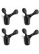 SYOSI 4pcs Wall Mounted Coat Hooks, , Antler Double Prong Durable Wall Hooks Heavy Duty, Minimalist Design Hook for Hat Key Towel, Bath Robe Hooks for Kitchen Bedroom (Black)