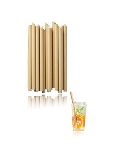 Sweet seven Biodegradable Boba Straws - Pointed Kraft Paper, Individually Wrapped, 4-layer Heavy Duty, 12mm Jumbo Smoothie Straws for Bubble Tea, Tapioca Pearls - Pack of 100