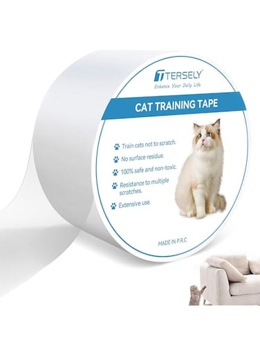 T Tersely Anti-Scratch Cat Training Tape, 4 inches Cat Sofa Scratch Guard,Anti Scratching Tape,100% Transparent Clear Cat Scratches Deterrent Tape, Furniture Protector for Couch,Carpet x 3 Meters