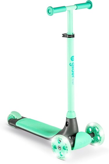 Yvolution Glider KIWI Kids Scooter &ndash; Ages 3&ndash;8, 3 Wheel Scooter, Adjustable Handlebar, LED Wheels, Wide Deck, Lean-to-Steer &amp; Foldable Design