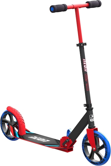 نيون إكسو هو سكوتر مثالي بعجلتين للراكبين لأول مرة، مع إضاءة وقابلة للطي (أحمر)