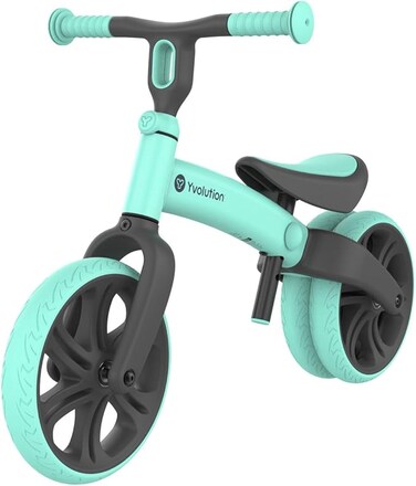 دراجة التوازن Yvolution Velo Junior باللون الأخضر - دراجة توازن للأطفال الصغار من عمر 1.5 إلى 3 سنوات، مقعد ومقود قابلان للتعديل، تحويل من وضع العجلة الخلفية المزدوجة إلى وضع العجلة الواحدة (YT16G2)