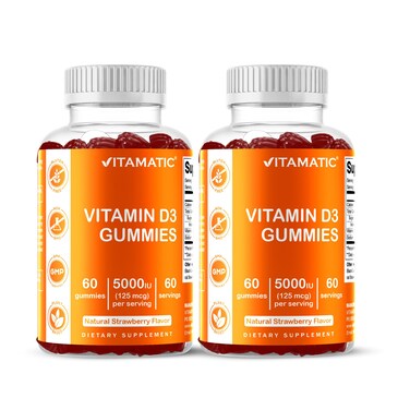 Vitamatic Vitamin D3 Gummies – 5000 IU Per Gummy60 Gummies, 2 Pack