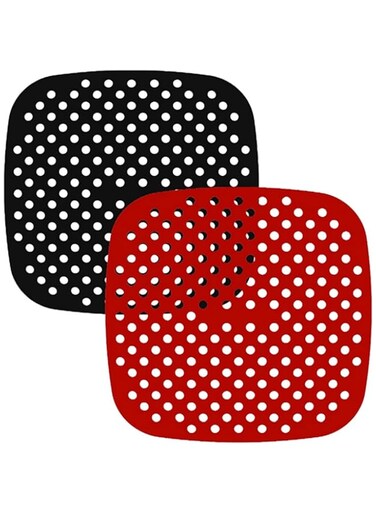 SKEIDO 2 Pack Reusable Silicone Air Fryer Liners 7.5 Inch Square Non-Stick Air Fryer Heat Resistant Basket Mats Air Fryer Baking Tool Accessories