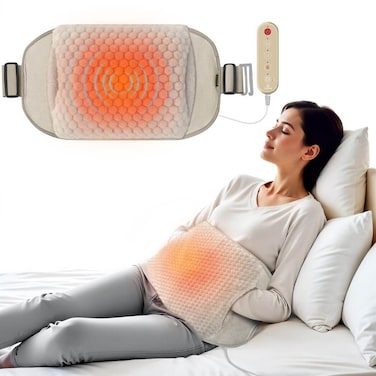COMFIER Heating Pad with Massager &ndash; Extra Large Wearable Heat Belt for Back Pain &amp; Cramps
