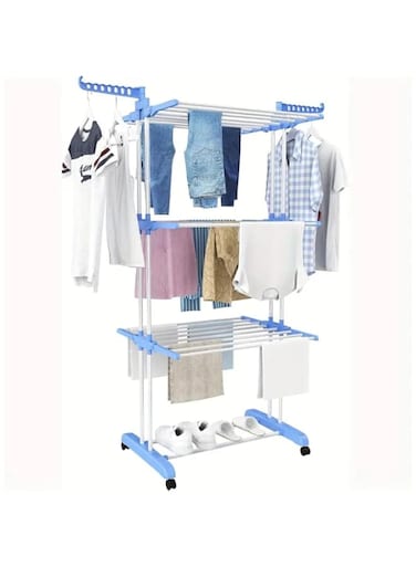 Gelrova Clothes Drying Racks,4 Tier Large Foldable Drying Rack (with Wheels) Stainless Steel Drying Rack and Extender for Indoor and Outdoor Use