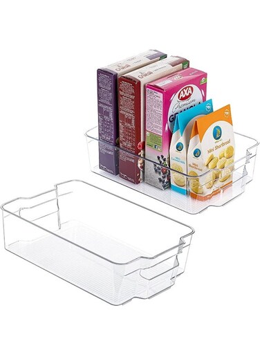 2PCS Clear Stackable Pantry Organizers and Storage Bins
