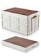 Foldable Storage Box,Collapsible Camping Box With Wooden Lid For Indoor Pool Toys Snacks, Portable Waterproof Storage Container For Outdoor Barbeque Picnic Fishing Car,Home Garage Organization