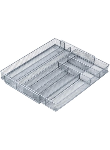 Honey-Can-Do KCH-02163 Steel Mesh 7-Compartment Expandable Utility Drawer Organizer, Silver, Medium