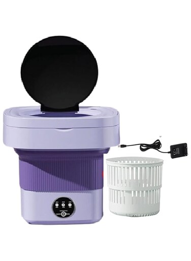 Mini Folding Washing Machine Automatic Clothes Washing Machine Portable Lightweight Underwear Washer for Travel Camping Apartment Laundry (Purple)