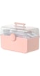 Medicine Storage Box, Clear Plastic Personal Organizer, Family Emergency Medical Travel Kit for Bathroom Cosmetics, and Toiletries Organizer, Lockable with Portable Handle (Pink)
