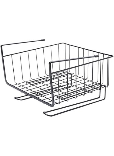 ELECDON kitchen hanging storage, Multi-Function Kitchen Cabinets Interlayer Metal basket Rack, Paper Towel Holder, Embedded Suspension Storage Shelf Space Save for Bathroom, Wardrobe, Easy Assembly