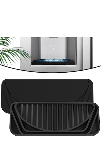 Upgraded Silicone Non-slip Refrigerator Drip Catcher for Water Tray, Protects Ice and Water Dispenser Pan From Spills, Mineral Build-Up and Water Splatter(Black)
