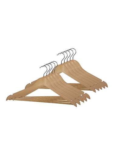 10-Piece Wooden Hanger Set Brown