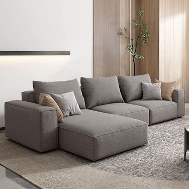 Karnak Rabia 3-Seater L-Shape Linen Sofa - Dim Gray