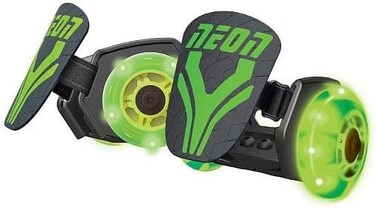 زلاجات نيون ستريت رولر بعجلات LED، وكعب قابل للتعديل، باللونين الأخضر والأسود